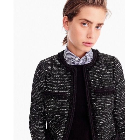 NWT NEW J.CREW TWEED BLACK LONG JACKET COAT 6 SOLD OUT! - Picture 4 of 14